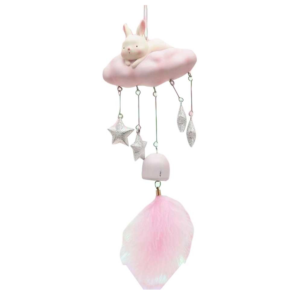 Cute Rabbit Wind Chime Ornaments Kids Bedroom Wind Chime Bell Star Pendant Door Decoration, Pink