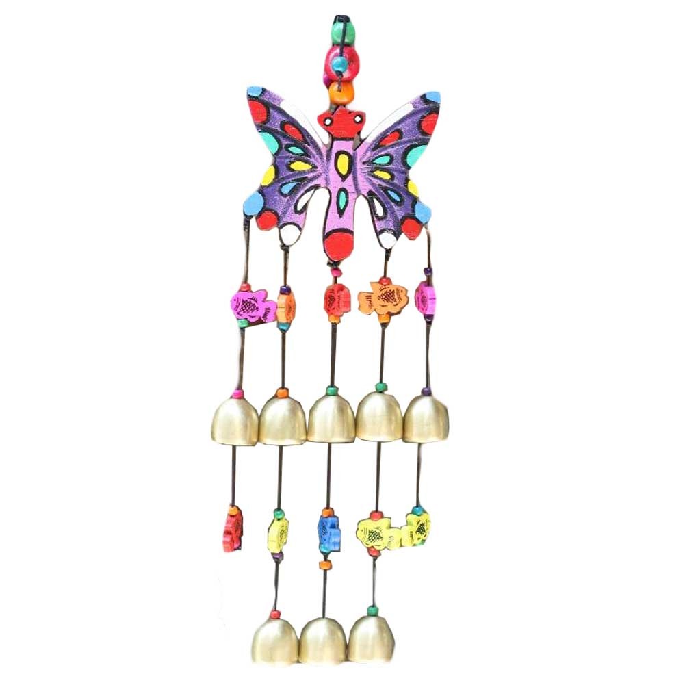 Wood Butterfly Yunnan Style Wind Chime Bell Outdoor Chinese Windchime for Restaurant