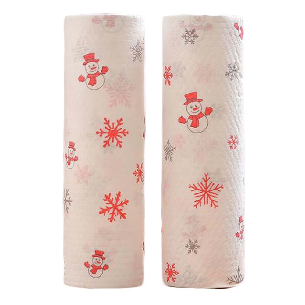 2 Rolls Disposable Kitchen Paper Towels Christmas Kitchen Paper Tissue, Snowman