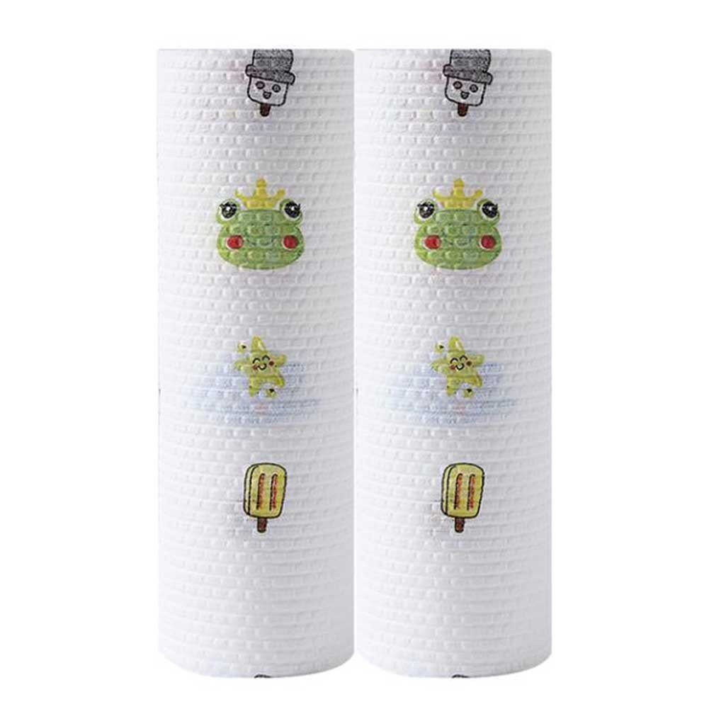 2 Rolls Kitchen Paper Towels Disposable Dish Cloths Cleaning Towel Kitchen Tissue Paper, Frog