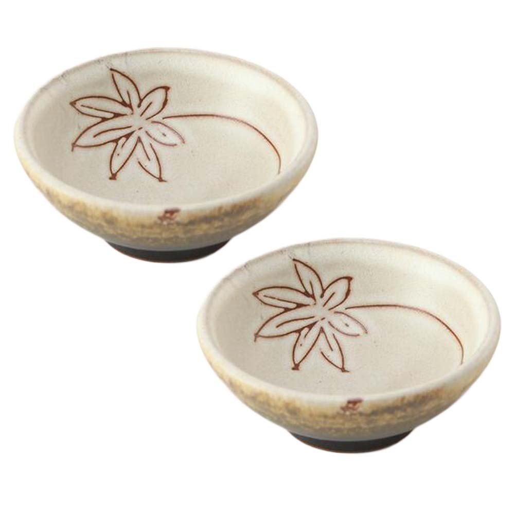 2 Pcs 2 oz Chinese Crude Pottery Kungfu Teacup Maple Leaf Handcraft Wine Cup Ceramic Japanese Tea Cup