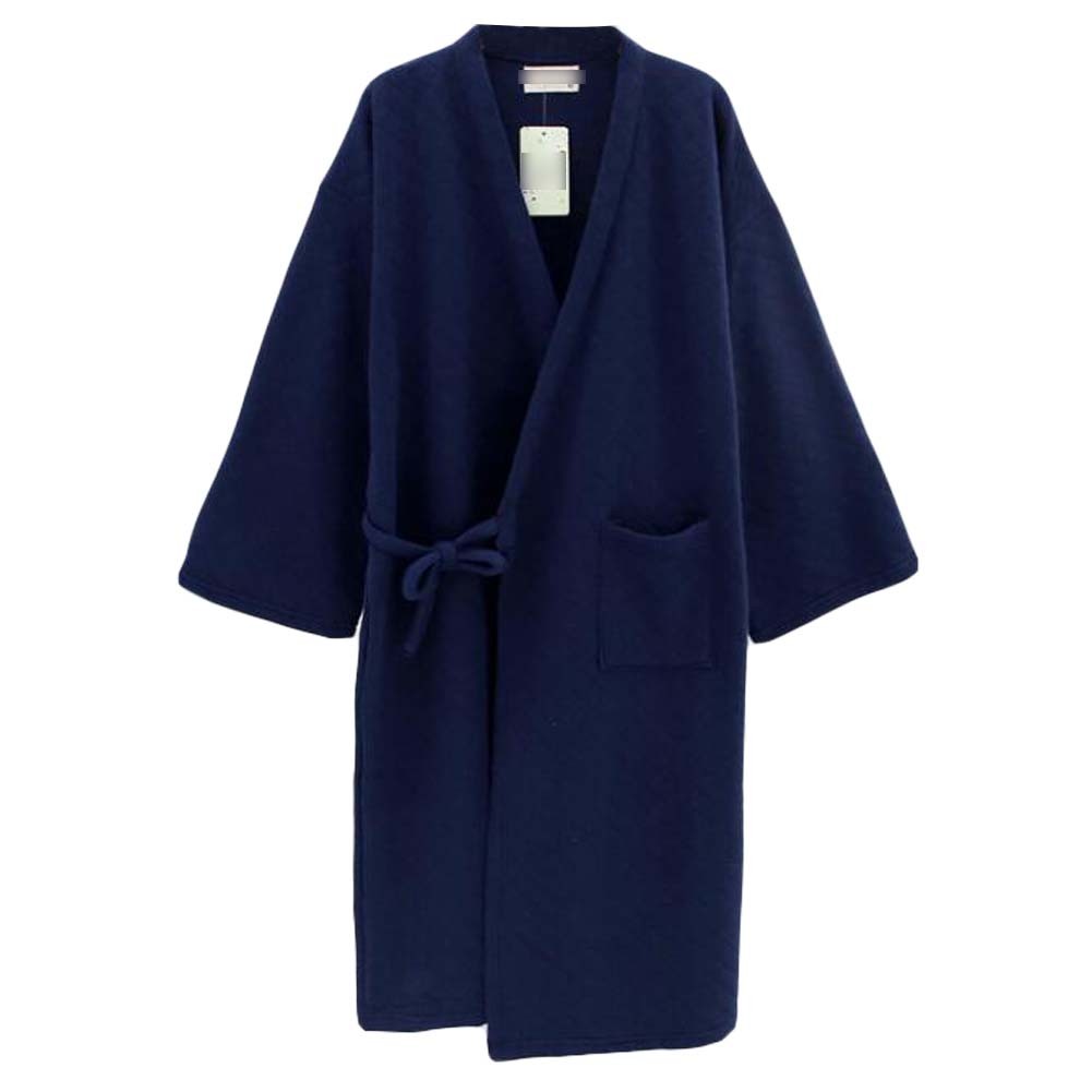 Winter Cotton Pajama Robe Mens Kimono Cardigan Casual Lightweight Long Loungewear, Blue