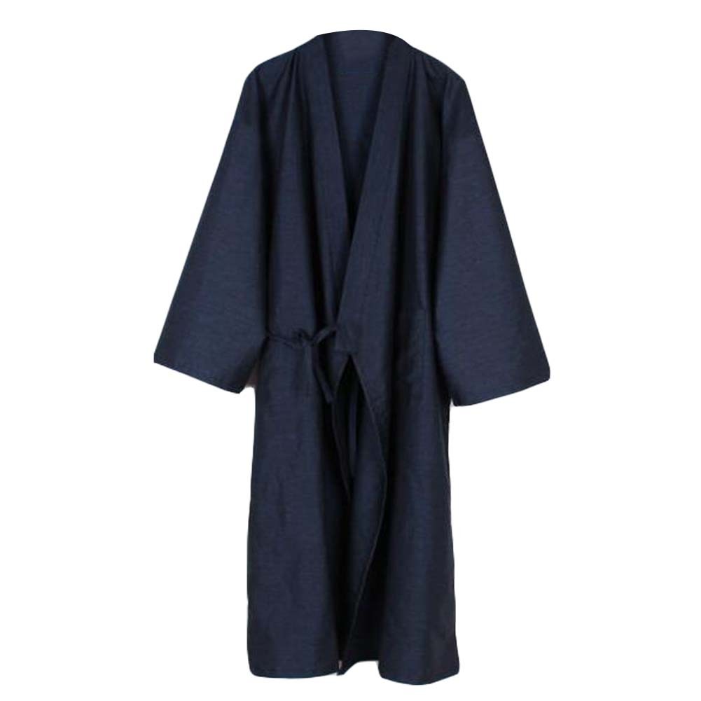 Men's Yukata Robes Kimono Robe Khan Steamed Clothing Pajamas, Navy Blue