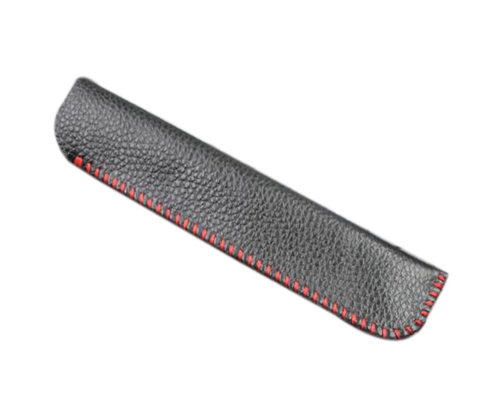 Leather Single Pen Case Holder Black Red Pen Pencil Protective Sleeve Pocket