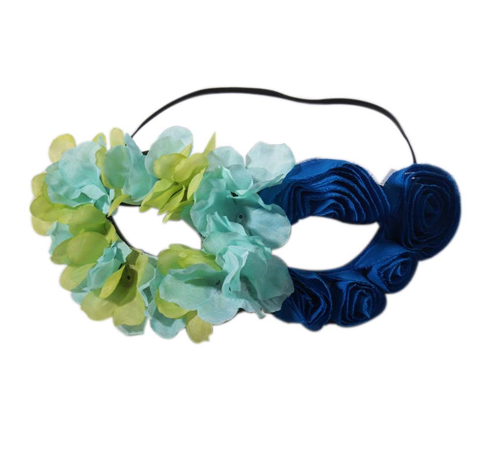 Blue Flowers Half Masquerades Venetian Mask Halloween Mardi Gras Party Accessory