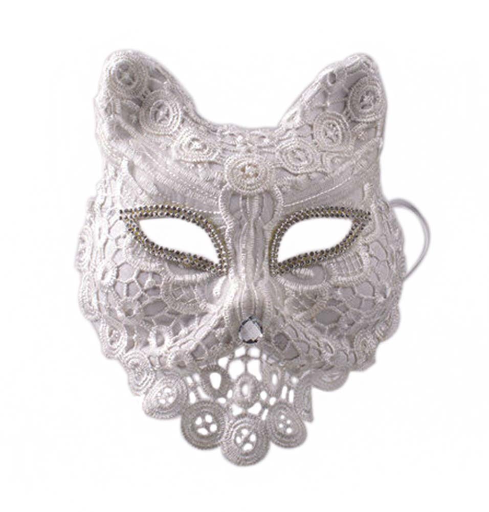 Elegant White Lace Fox Masquerades Mask Mardi Gras Deecorations Masks for Womens