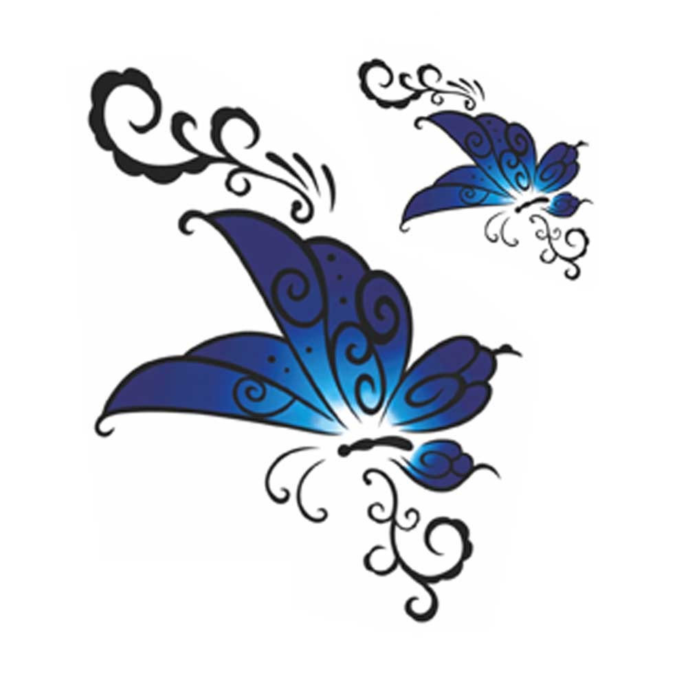 3 Sheets Blue Butterfly Simulation Tattoos Abdomen Makeup Art Stickers Temporary Tattoos Tattoo Sticker