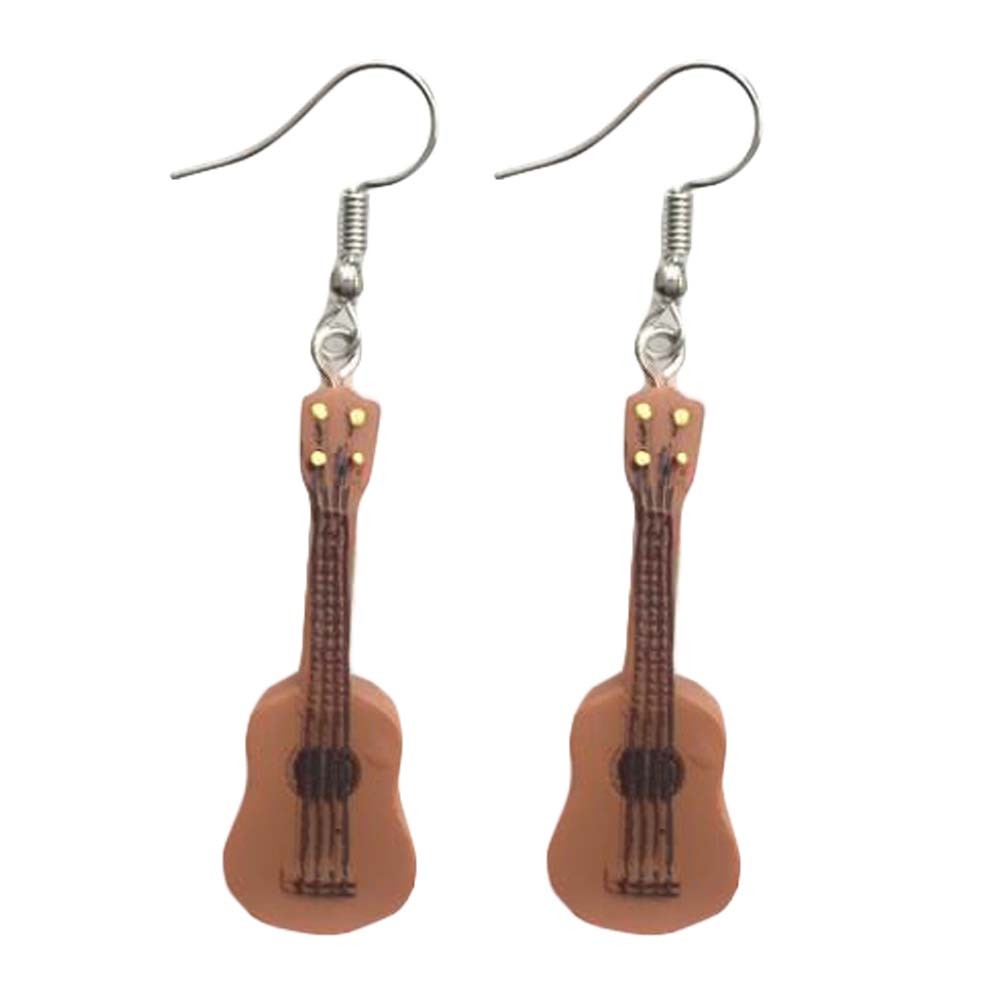 Lightweight Drop Hook Guitar Earrings Music Instruments Long Pendant Music Lover Women Dangle Earring, 2 Pairs