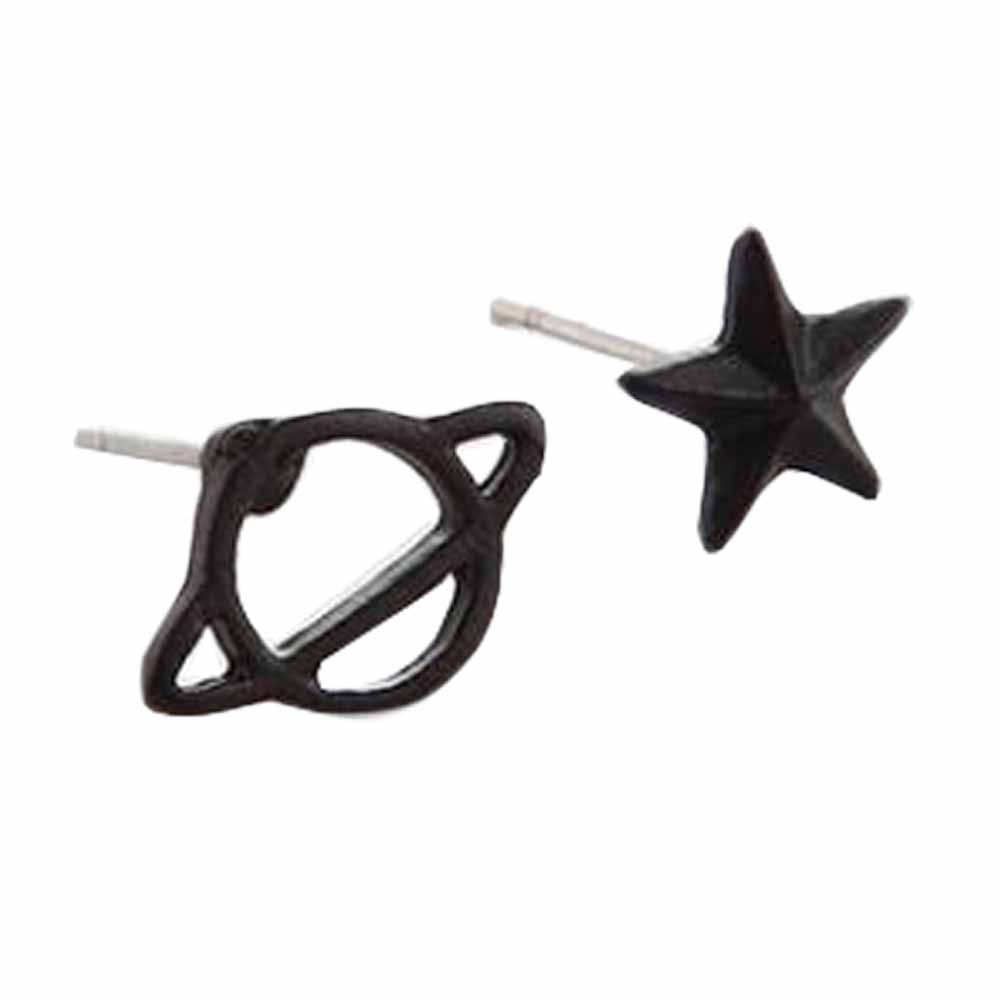 Tiny Stud Earrings Star Planet Black Stud Earrings for Women, 10 Pairs
