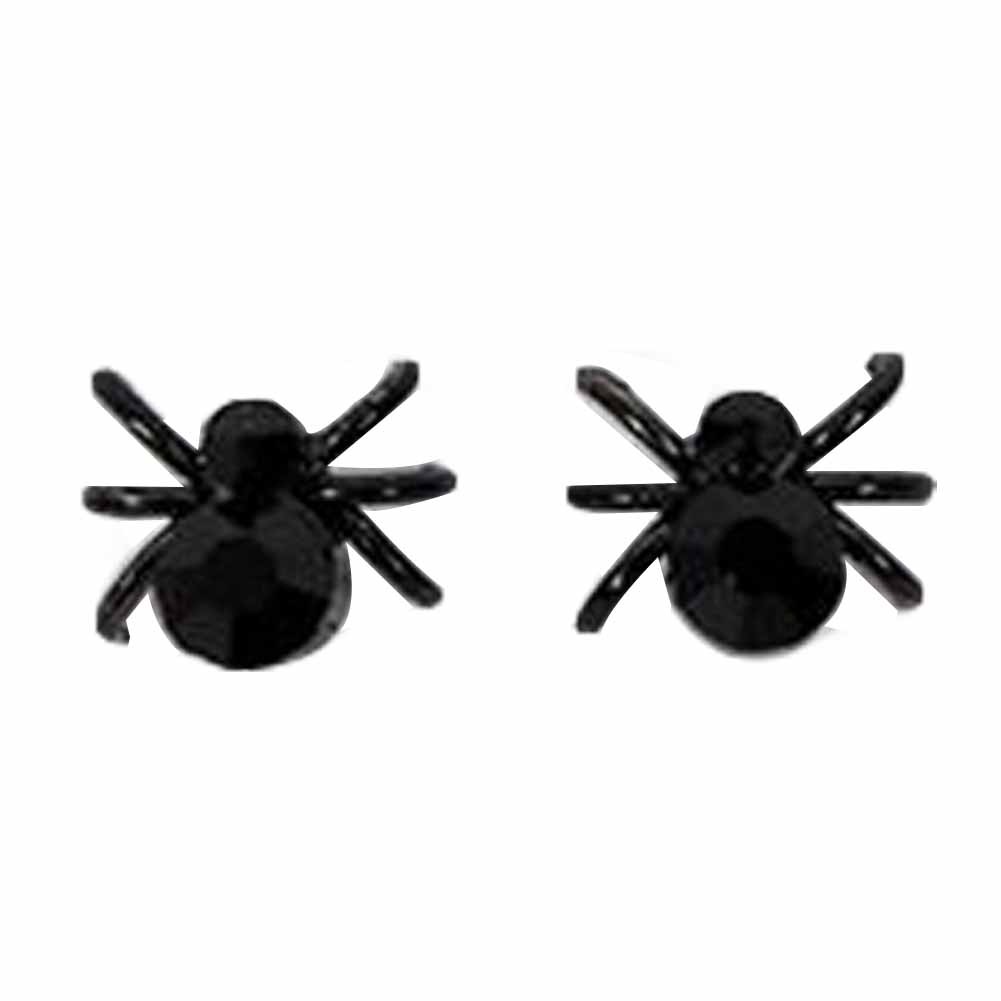 Tiny Spider Stud Earrings Black Mini Ear Stud Halloween Party Club Scare Insect Earring,2 Pairs
