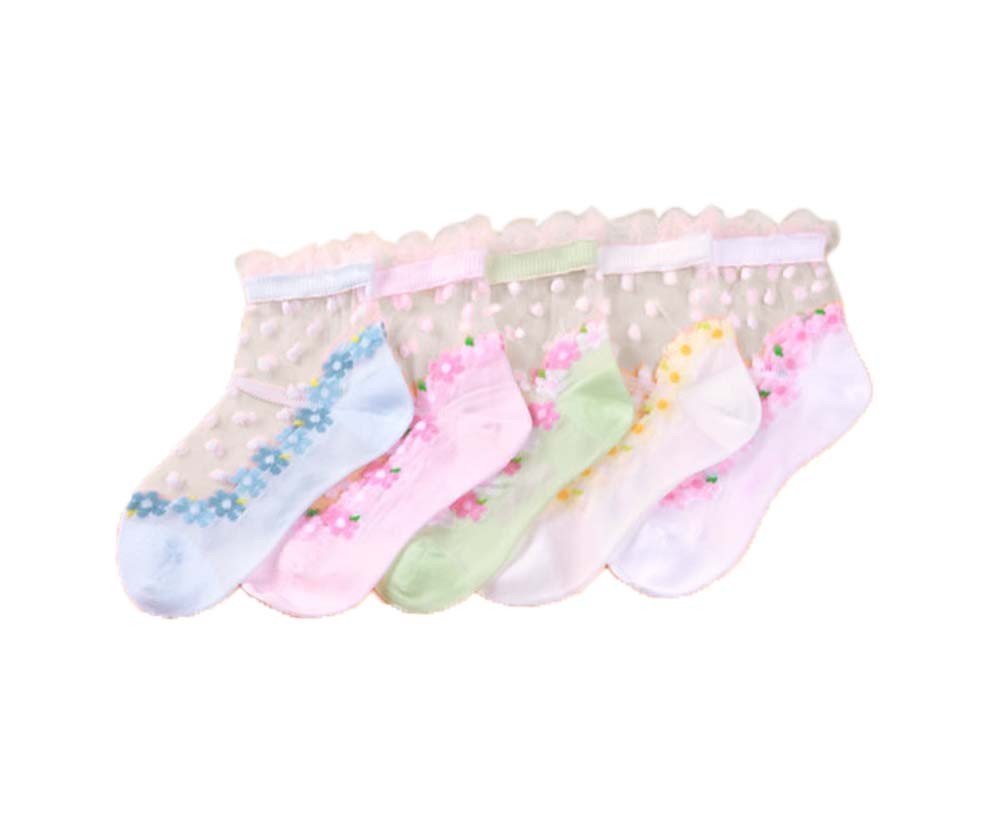 5 Pairs Children Socks For 3-5 Year-old Girls Short Stockings Transparent Kids Crew Socks