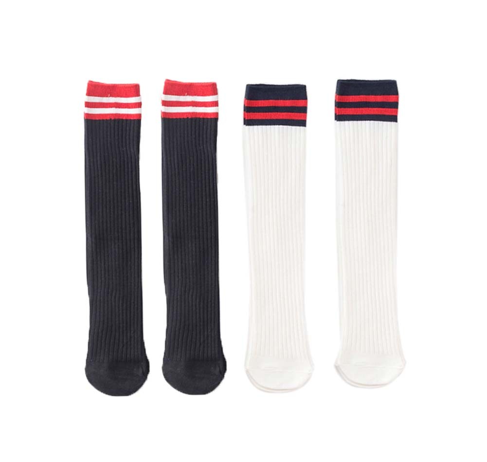 4 Pairs Stripe Children Socks Boys&Girls Long Stockings For Spring Kids Socks 35cm, E