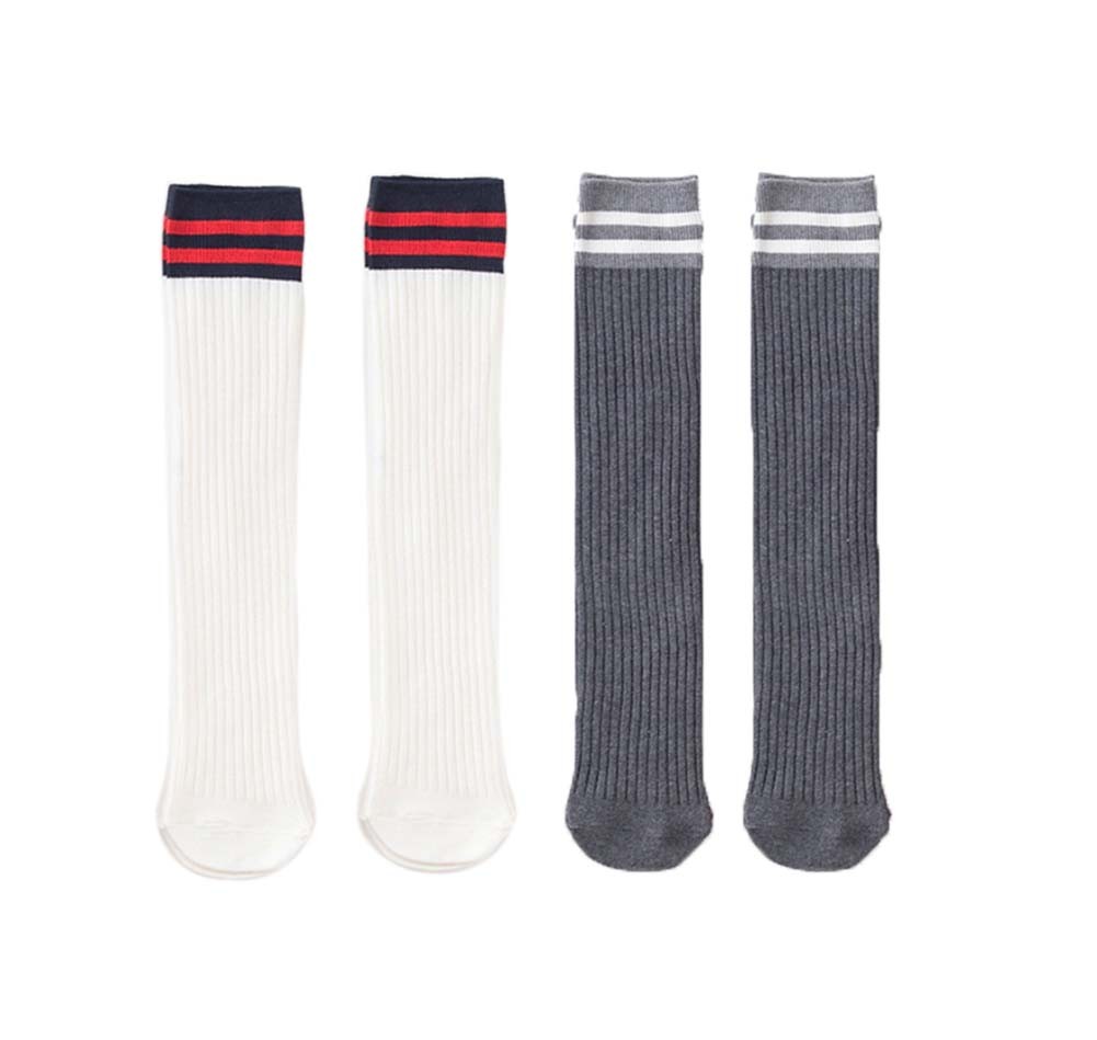 4 Pairs Stripe Children Socks Boys&Girls Long Stockings For Spring Kids Socks 35cm, F
