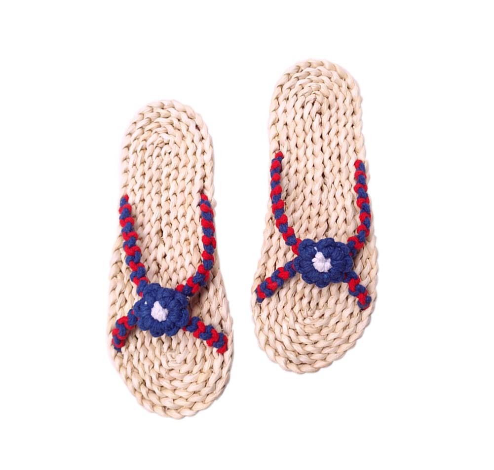 Handmade Straw Sandals Durable Womens Creative Woven Casual Flip Flops Flats