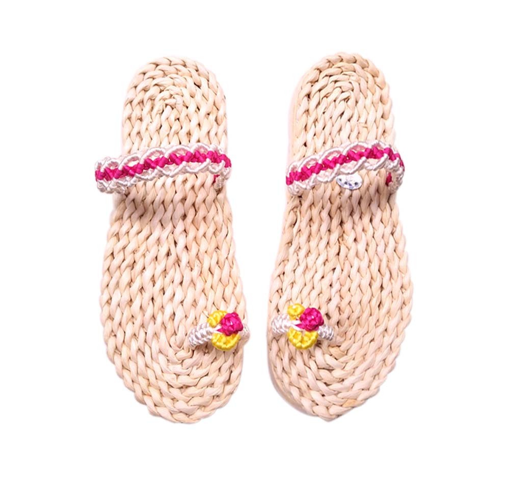 Handmade Woven Slippers Straw Sandals Flip Flops for Womens Casual style