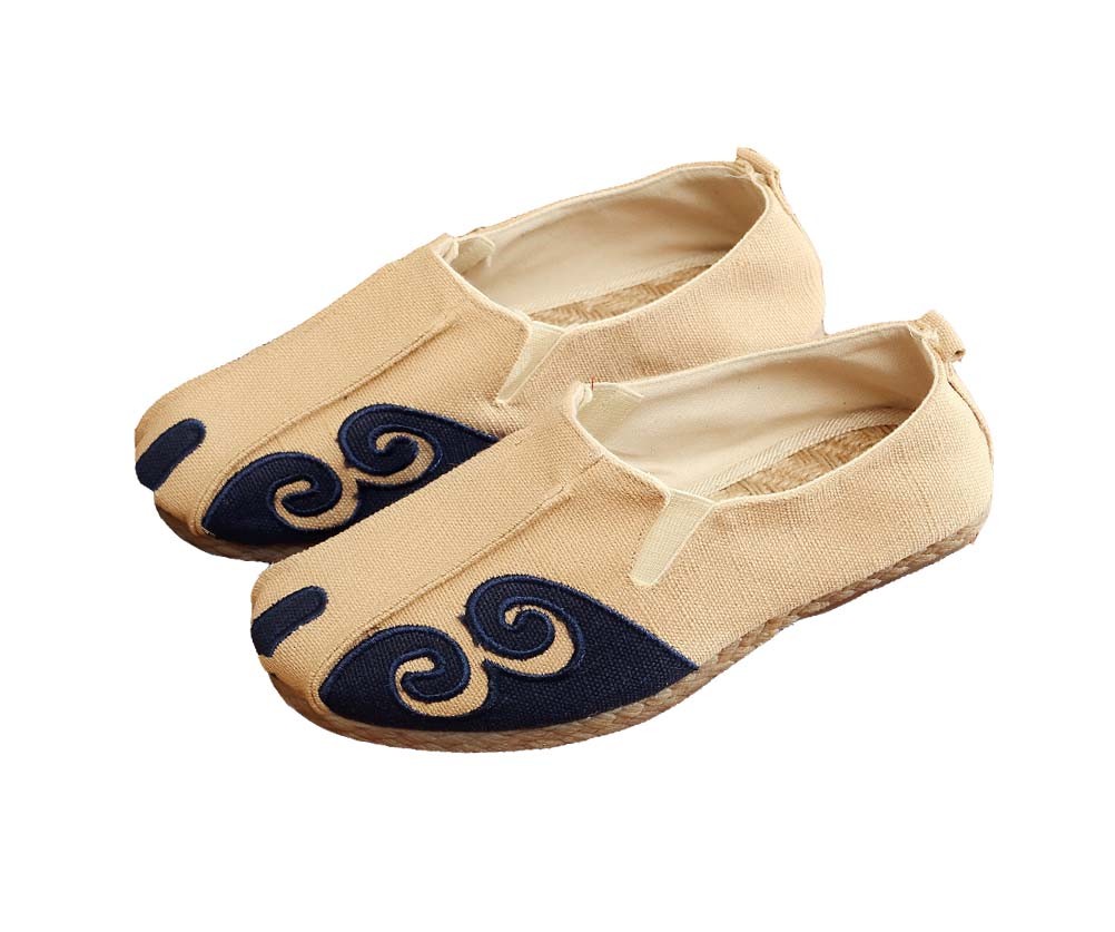Men's Linen Slip-On Loafers Slide Sandals Retro Style Lazy Flat Shoe Breathable