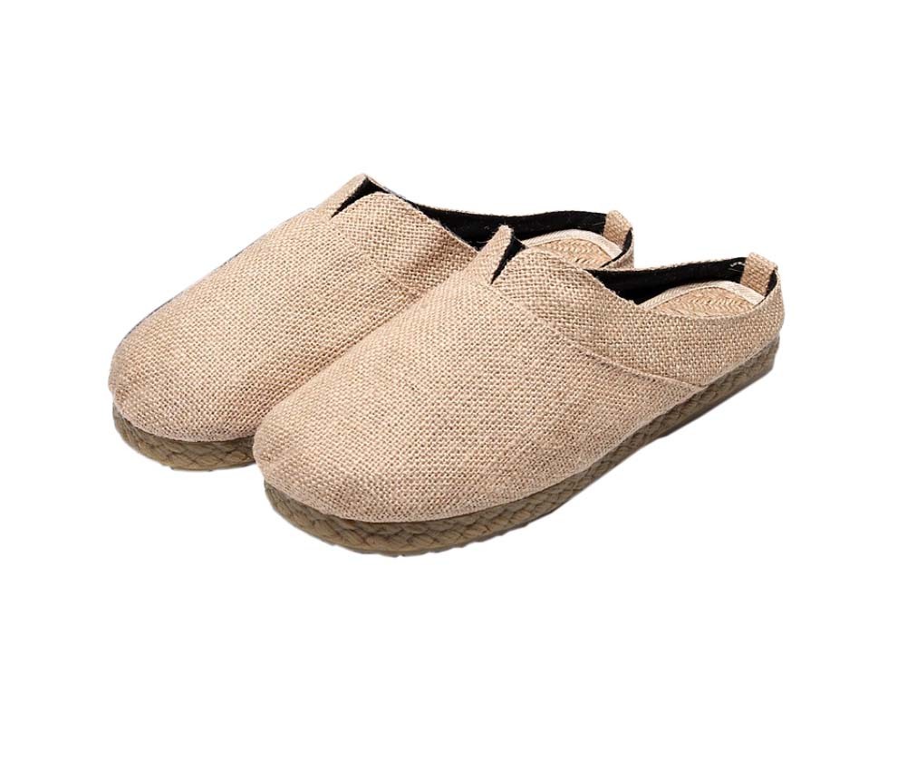 Mens Linen Sandals Breathable Casual Backless Lazy Slippers Beige