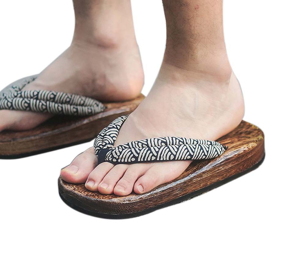 Japanese Wooden Clogs for Mens Sandals Japan Traditional Flat Shoes Non-slip Geta