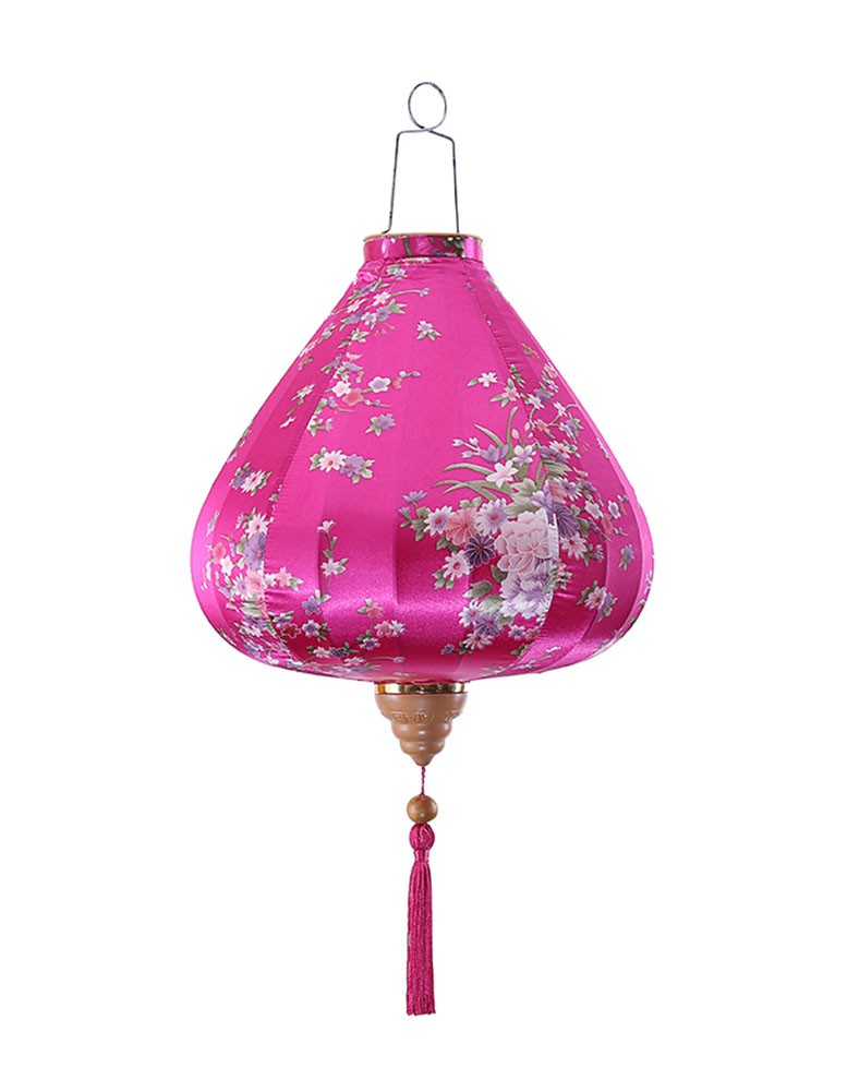 Chinese Cloth Lantern Painted Rose red Flowers Creative Home Garden Hanging Decorative Lampshade 16"