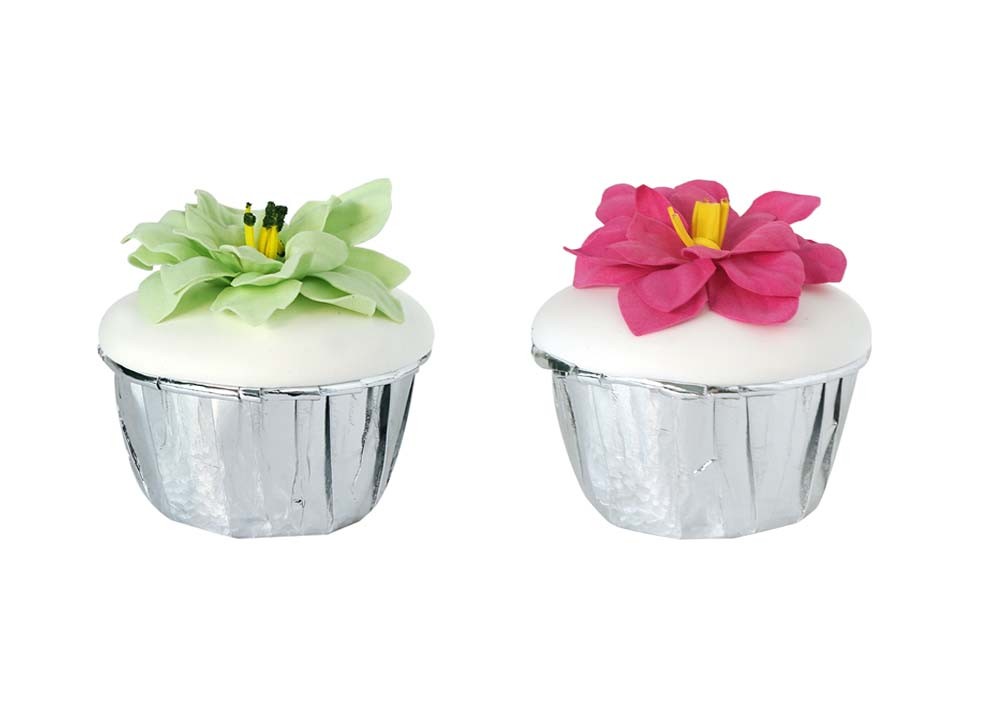 Set of 2 Flowers Fake Cupcake Inedible Artificial Cake Model Display Decor, C