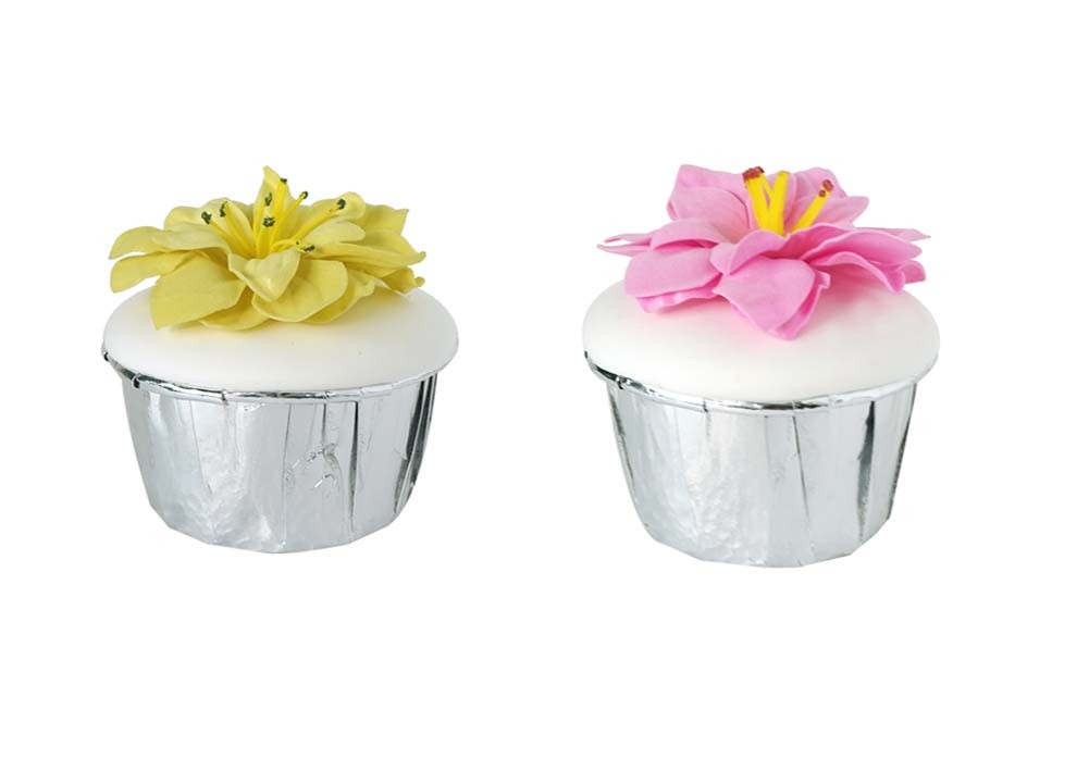 Set of 2 Flowers Fake Cupcake Inedible Artificial Cake Model Display Decor, D