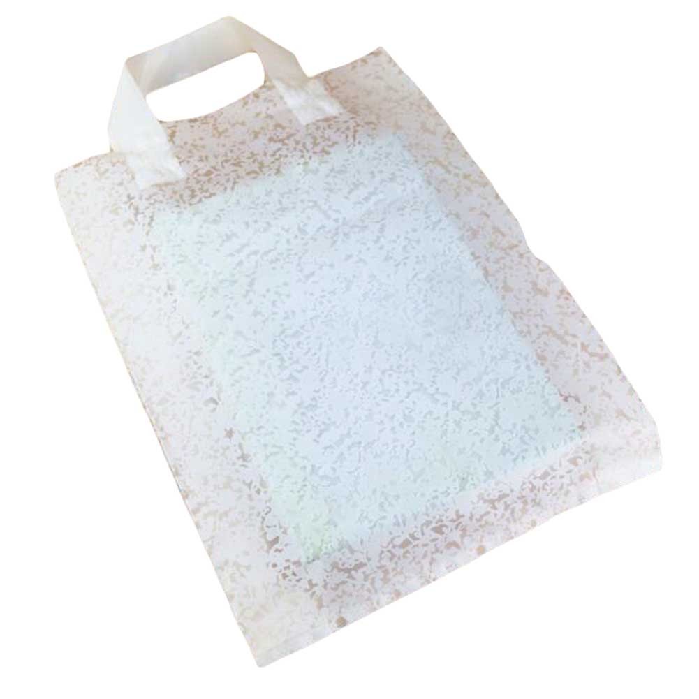 White Lace - 50 Pieces Plastic Gift Bags Boutique Bags Retail Shopping Bags