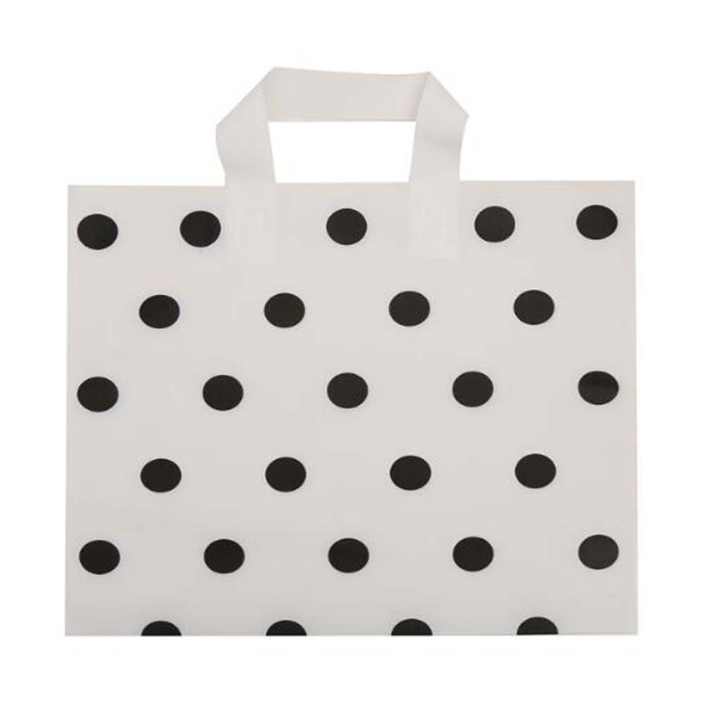 White Polka Dot - 48 Pieces Plastic Shopping Bags Boutique Bags Retail Tote Bag