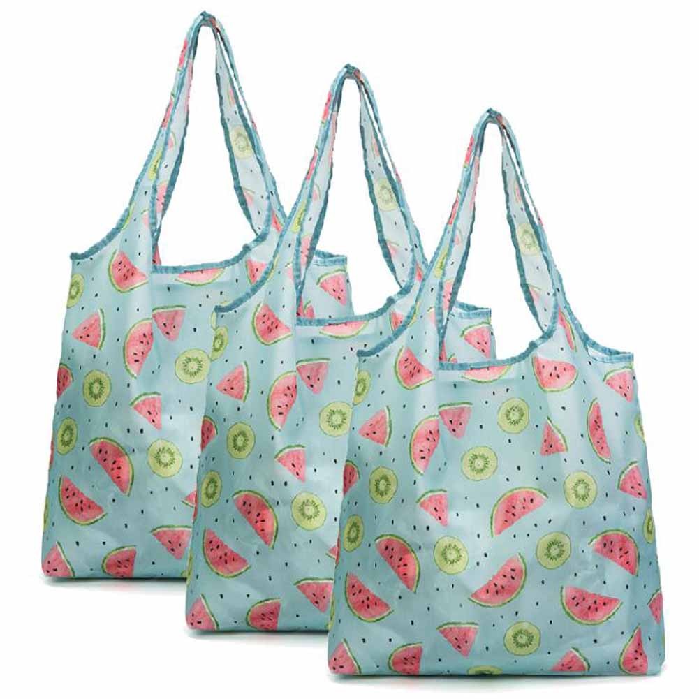 Watermelon - 3 Pieces Reusable Grocery Bags Foldable Boutique Shopping Bags Portable Merchandise Tote Bags