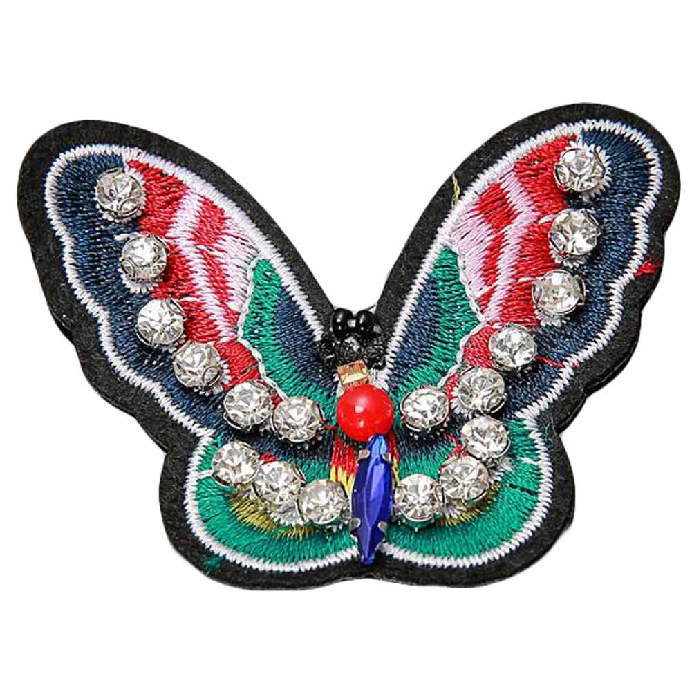 3 Pcs Colorful Butterfly Embroidered Applique Handmade Decoration Patches DIY Beaded Rhinestone Applique