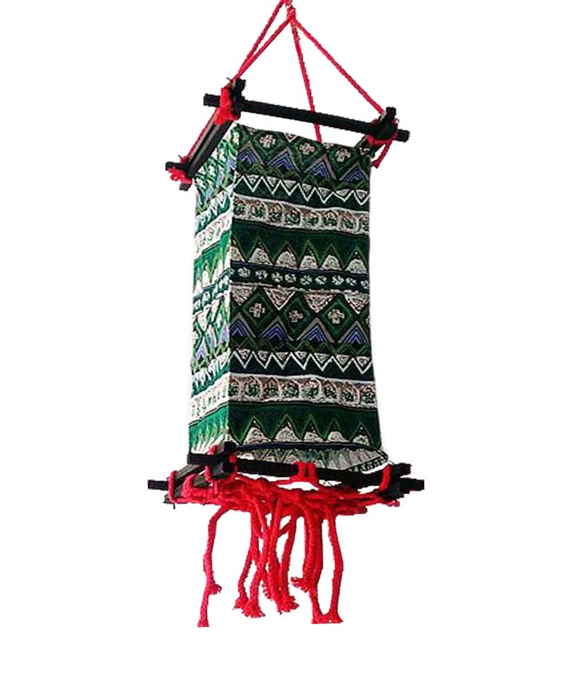 Chinese Cloth Lantern National Style Creative Handmade Home Decor Painted Lamp Shade, Green