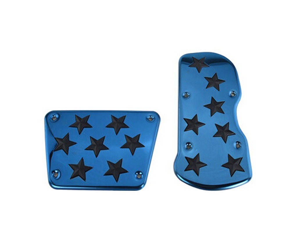 2 Pcs Stainless Steel Gas Clutch Brake Pedal Cover Nonslip Pedal Cover BLUE