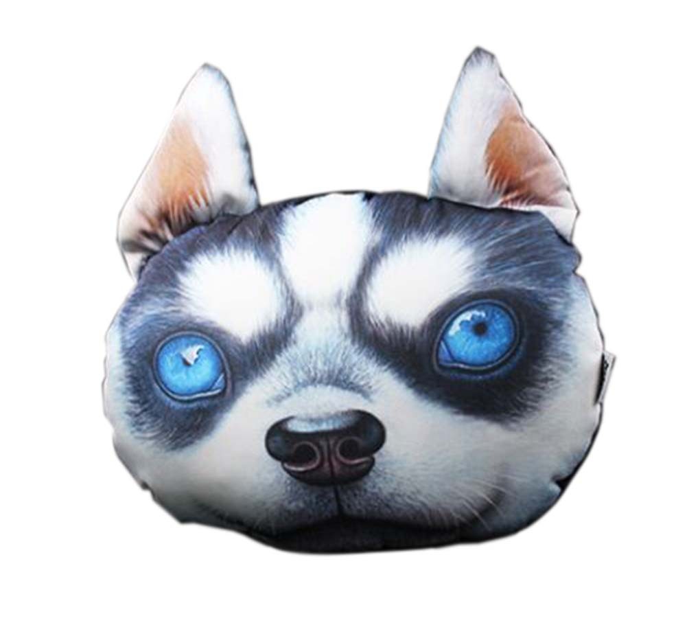 3D Cute Pet Dogs and Cats Face Head Pillow, Huskies