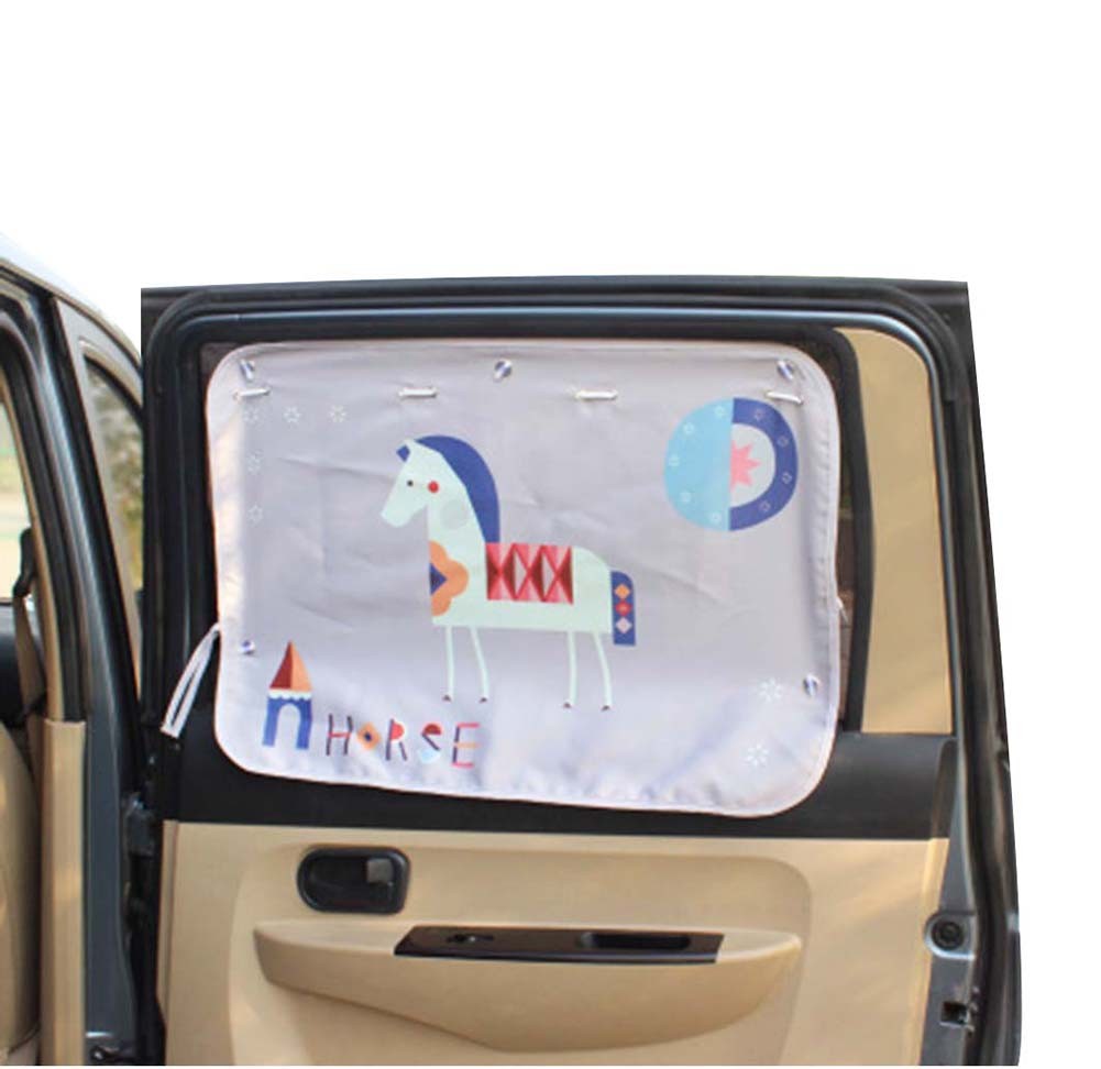 Lovely Cartoon Horse Car Curtain Sunshade Drape Visor Car Window Curtain