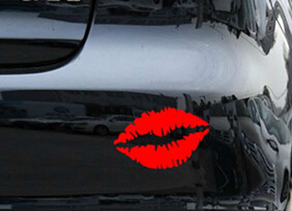 Kiss Mark Lips Car Decal / Sticker RED 15.7"