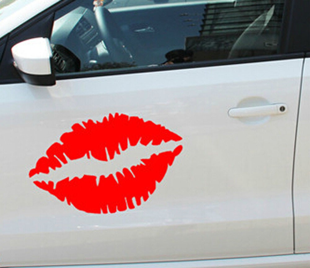 Kiss Mark Lips Car Decal / Sticker RED 23.6"