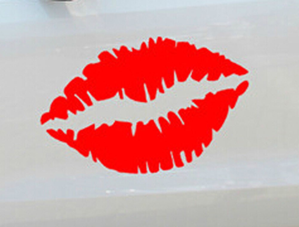 Kiss Mark Lips Car Decal / Sticker RED 11.8"