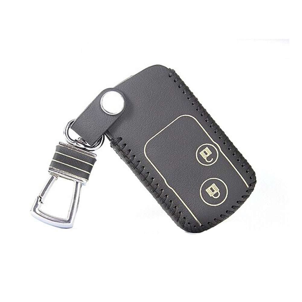 Genuine Leather Car Key Chain Smart Key Cover Case for Crosstour, Black