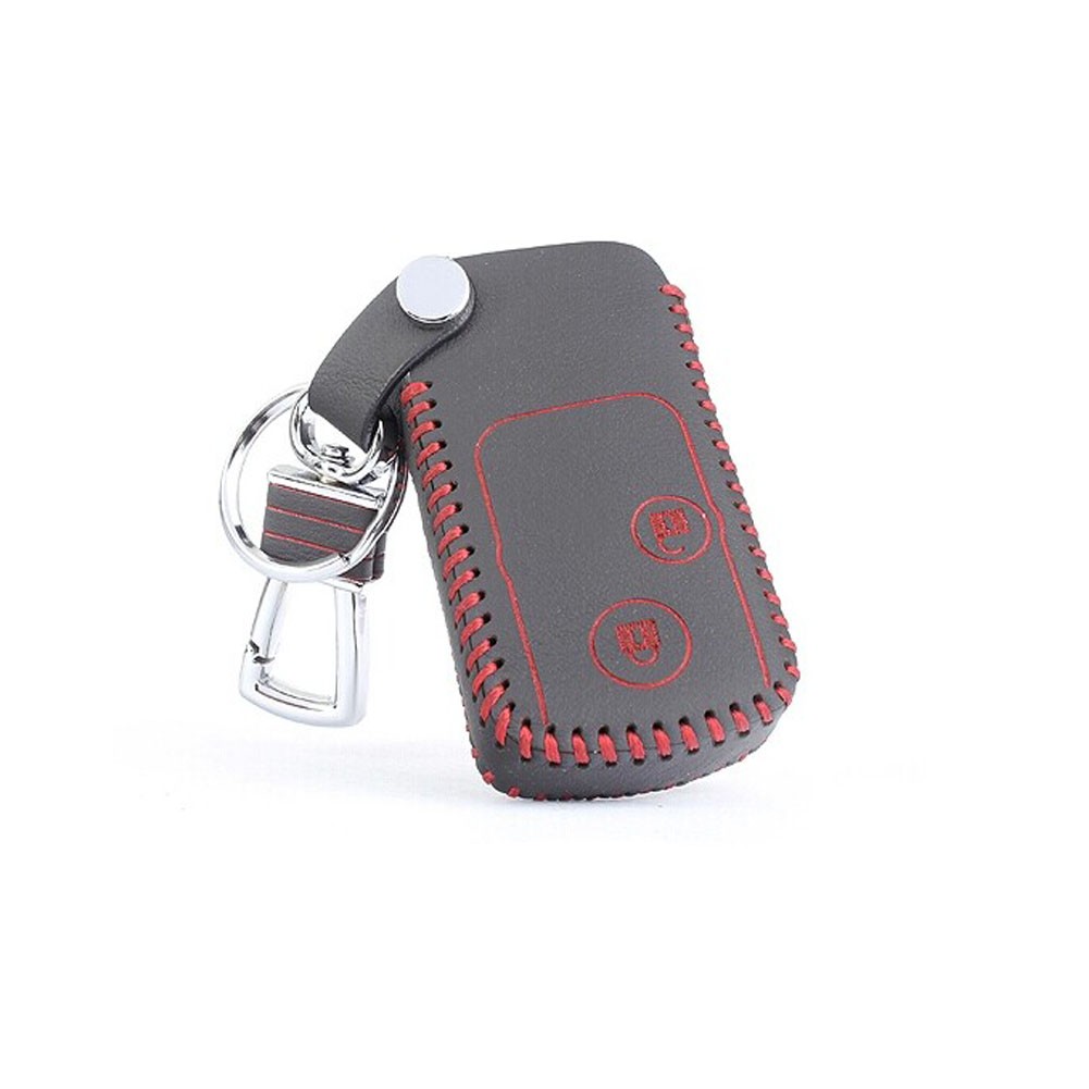 Genuine Leather Car Key Chain Smart Key Cover Case for Crosstour, Black/Red