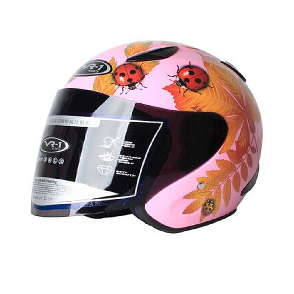 Gloss Pink Beatle Motorcycle Helmet Street Bike Open Face Helmet (L,22"-23 1/5")
