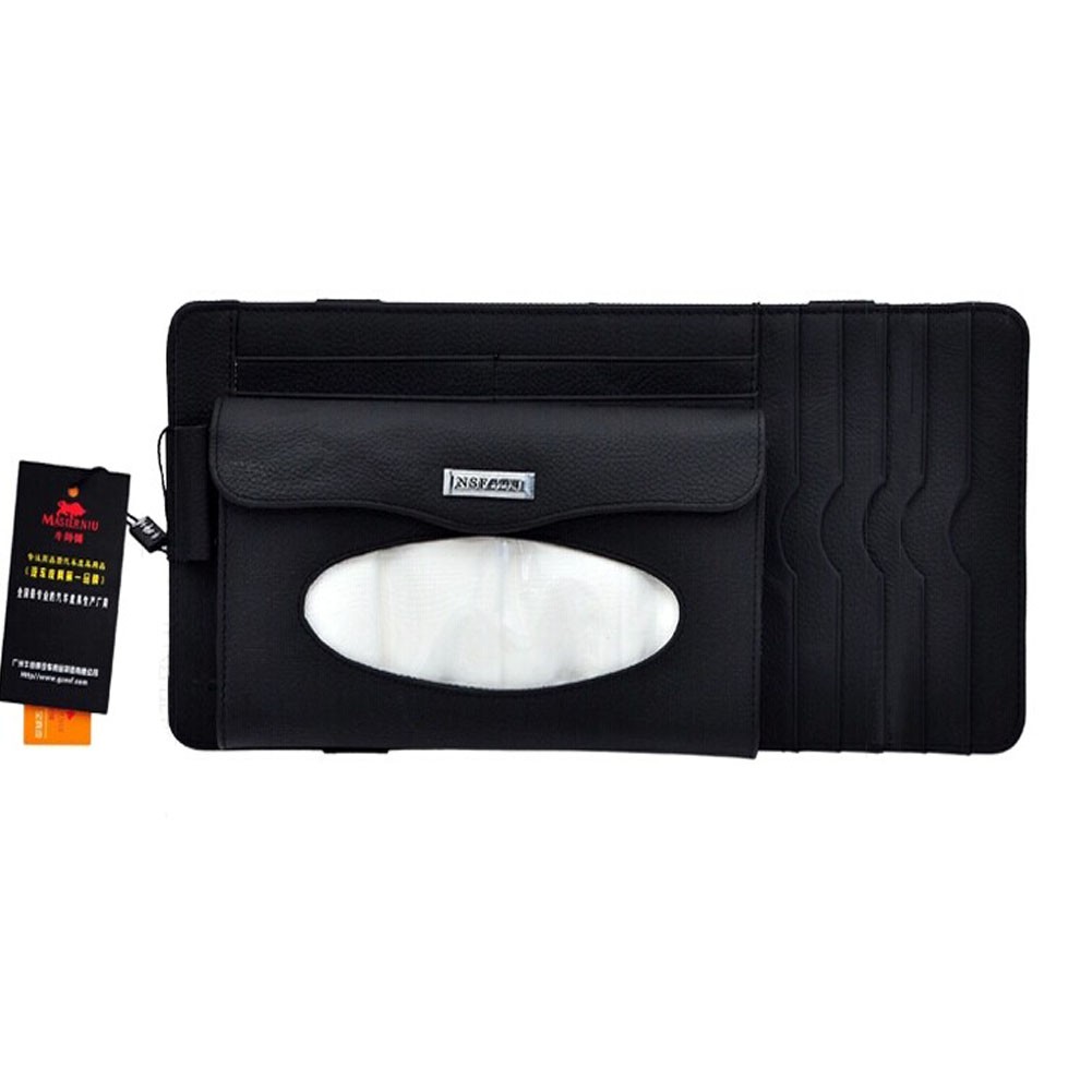 High-quality Leather Tissue CD DVD Car Auto Visor Organizer Holder Case (Black)