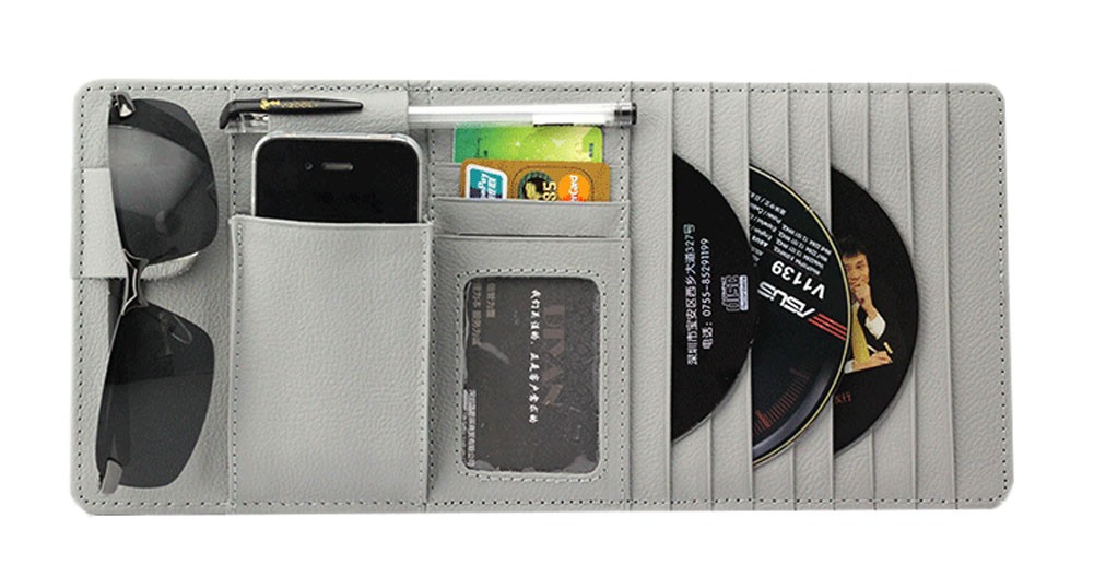 Auto Accessories DVD/CD Storage CD Visor Organizer 10-Pocket CD Holder Gray