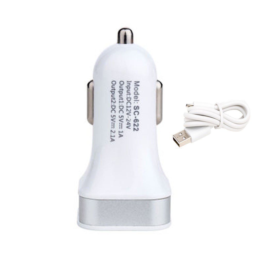 Dual USB Car Charger Designed for Apple/Android Devices(Included Android Cable)