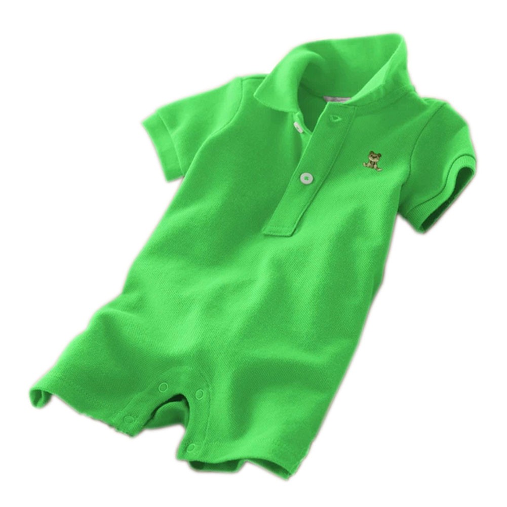 Baby Polo Bodysuit Infant Romper Toddlers Onesies Learn Creeping Climbing Green