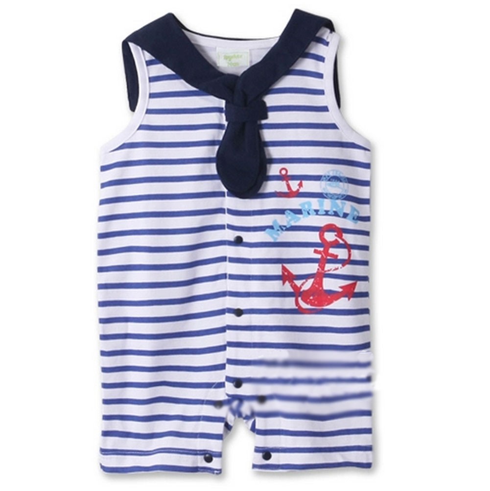 Lovely Boys' Baby Clothes Infant Bodysuit Toddler Romper Navy Suit Press Buttons