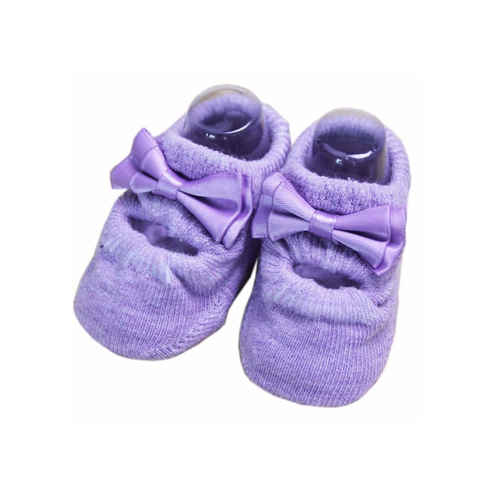 2 Pairs Baby Girls Shoe Socks Anti-slip Socks, Purple [B]