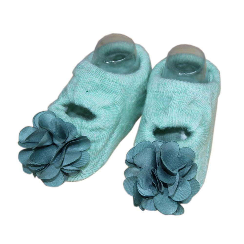 2 Packs Breathable Cotton Socks Low Cut Socks for Baby Girls, Green[E]