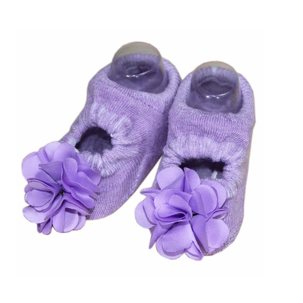 2 Packs Breathable Cotton Socks Low Cut Socks for Baby Girls, Purple[E]