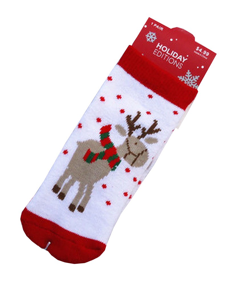 Set of 4 Christmas Theme Baby Socks Lovely Elk Cotton Winter Baby Socks S