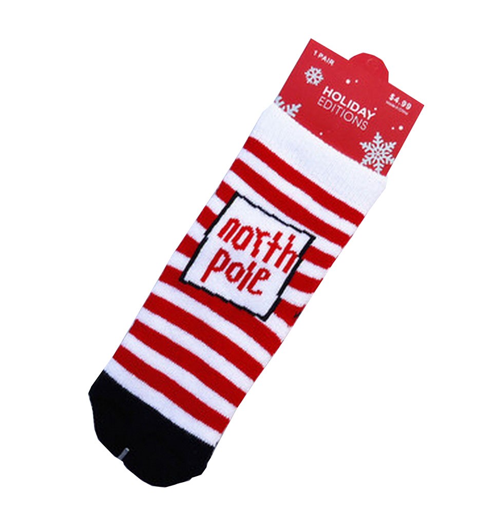 Set of 4 Christmas Theme Baby Socks Lovely Stripes Cotton Winter Baby Socks