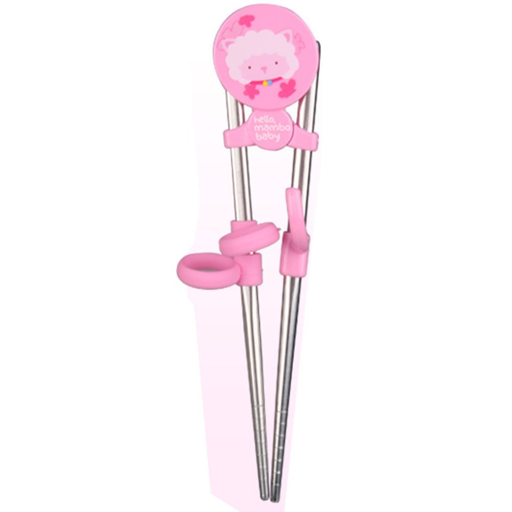 Stainless Steel Baby Training Tableware Correcting Using Chopsticks(Pink)